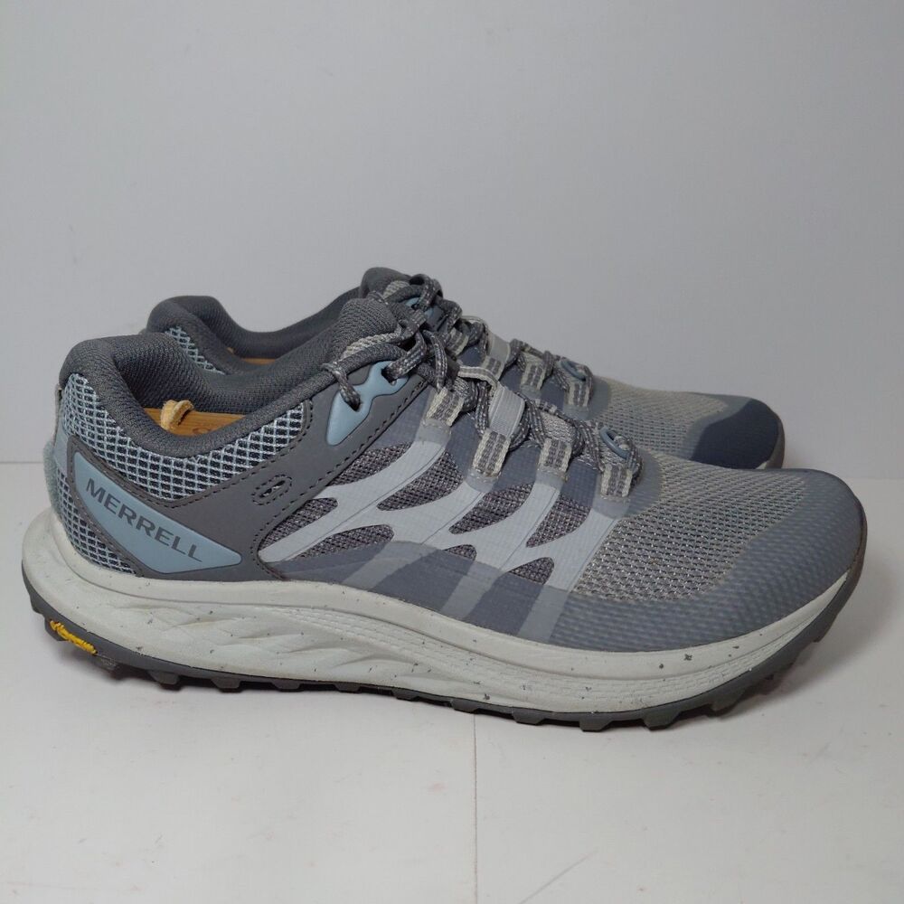 Merrell Antora 3 Trail Running Shoes Women's Sz 8.5 Gray Blue Athletic Sneakers